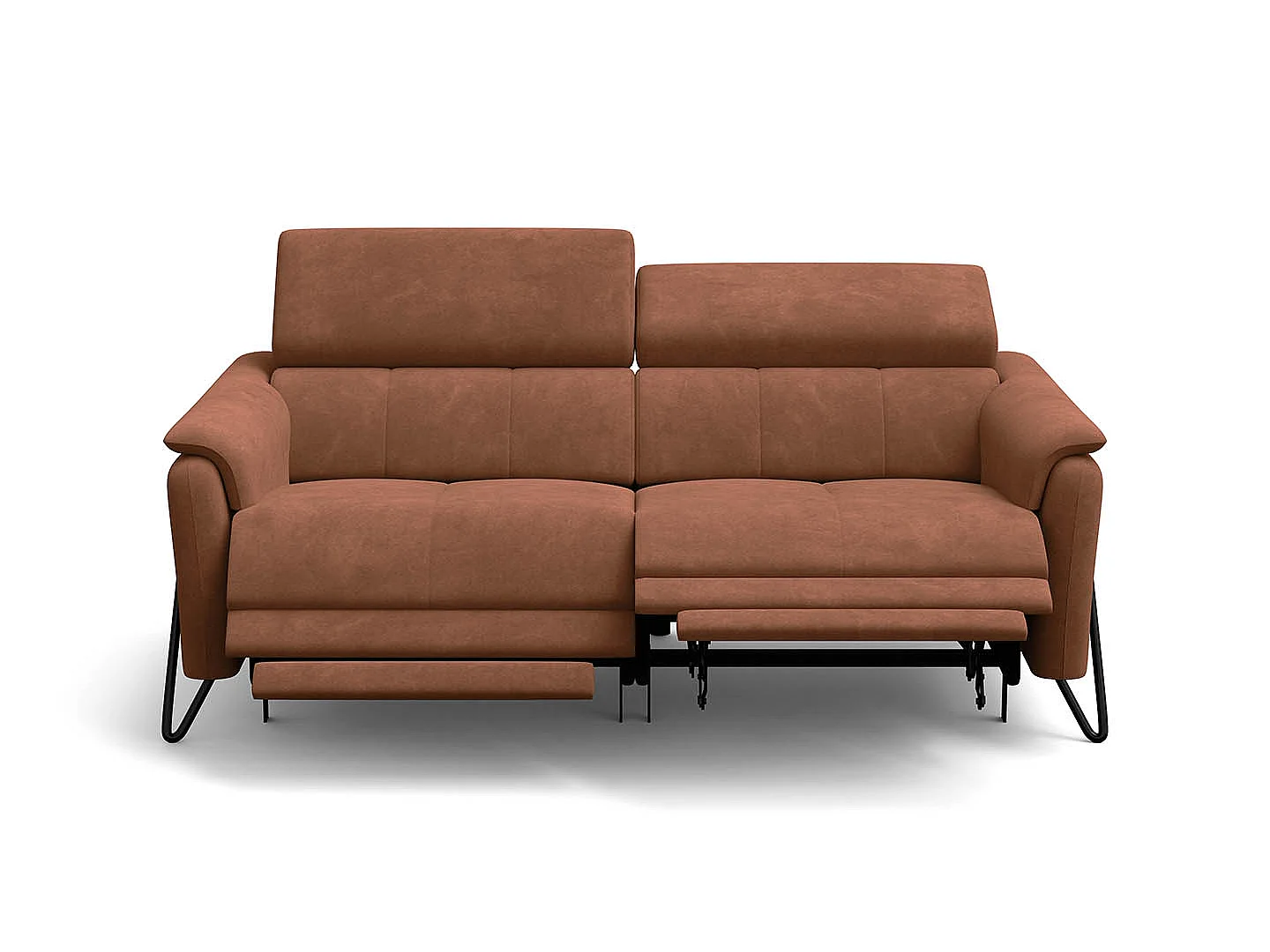 Relaxsofa 3-Sitzer RODEN, mit 2 Relax, braun Veloursstoff