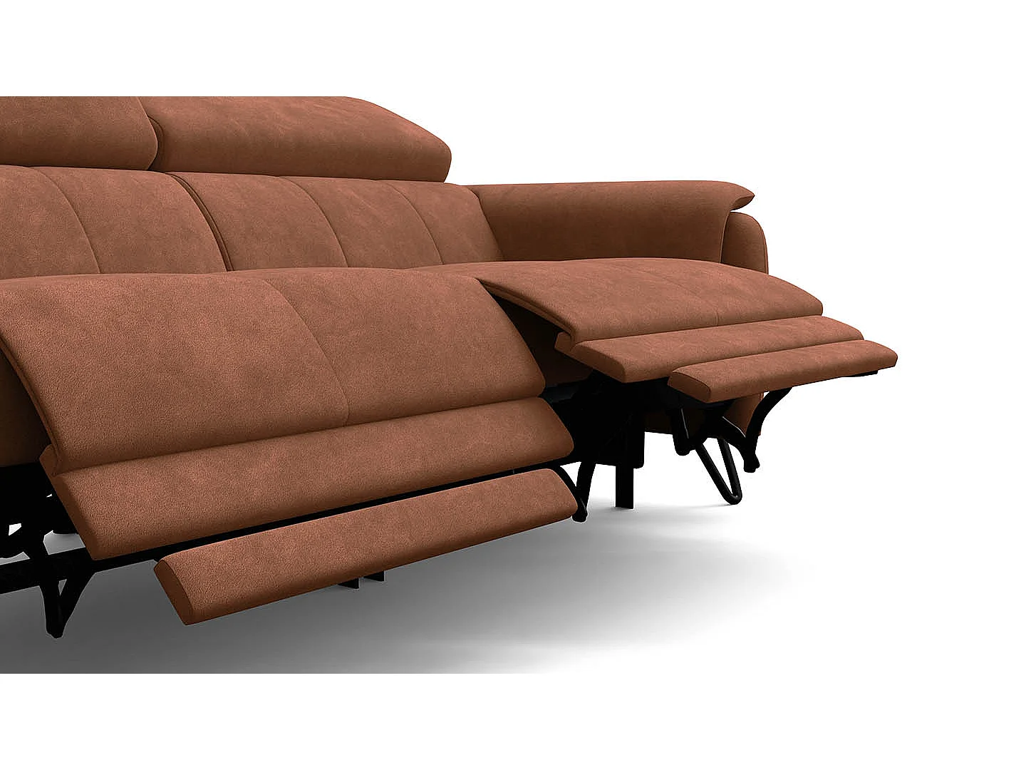 Relaxsofa 3-Sitzer RODEN, mit 2 Relax, braun Veloursstoff