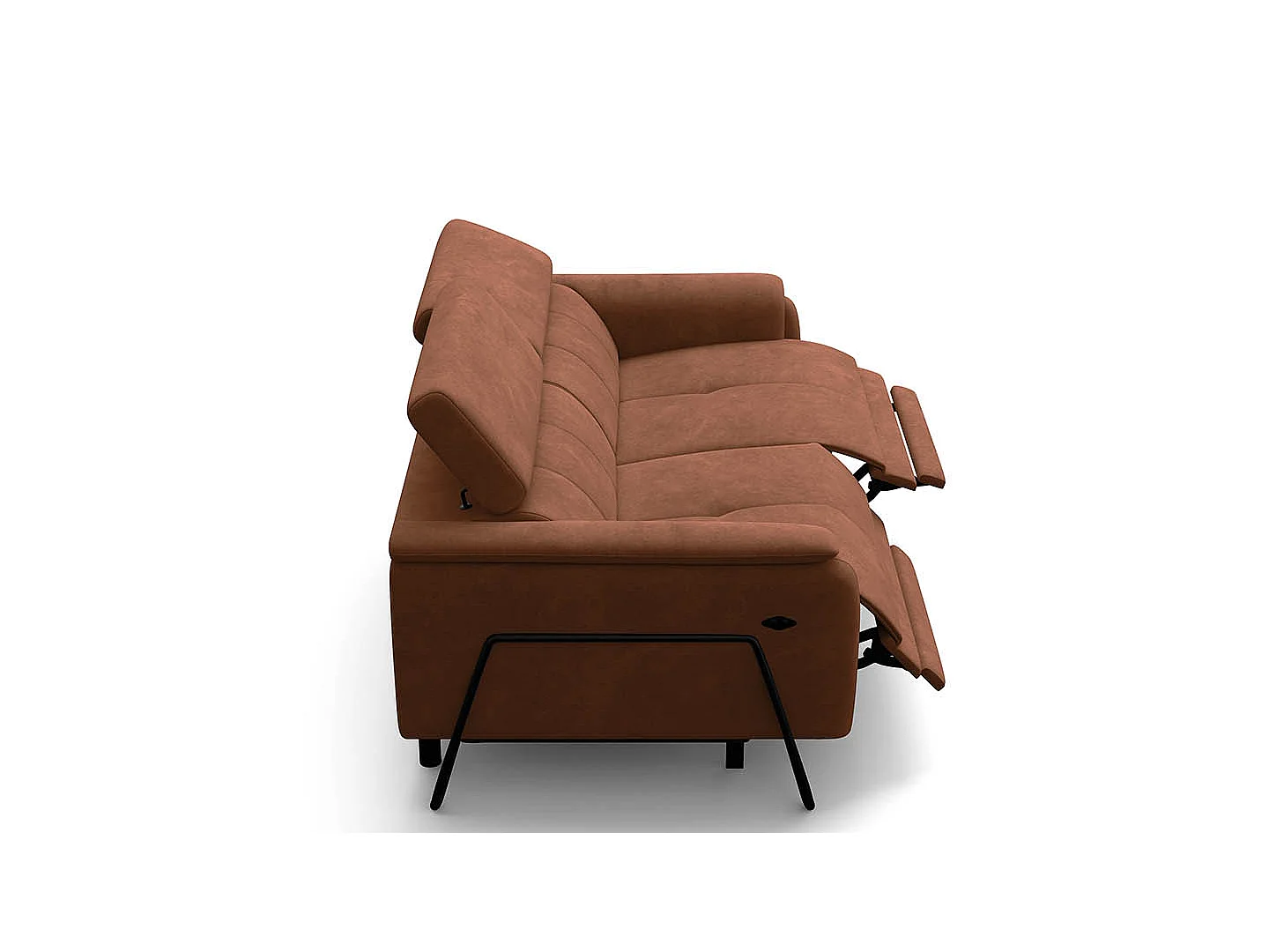 Relaxsofa 3-Sitzer RODEN, mit 2 Relax, braun Veloursstoff