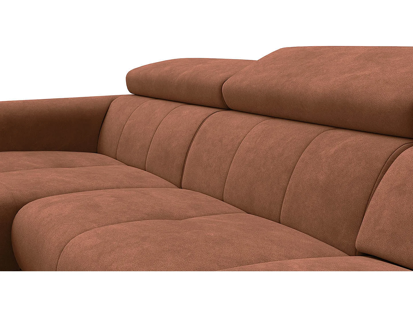 Ecksofa 4-Sitzer mit Relax RODEN, braun Veloursstoff