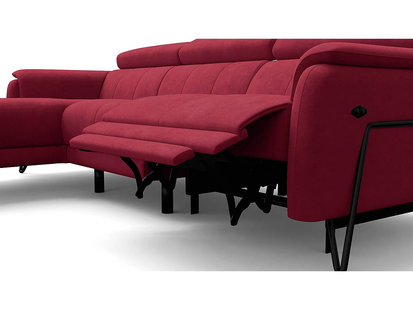 Ecksofa 4-Sitzer mit Relax RODEN, rostrot Veloursstoff