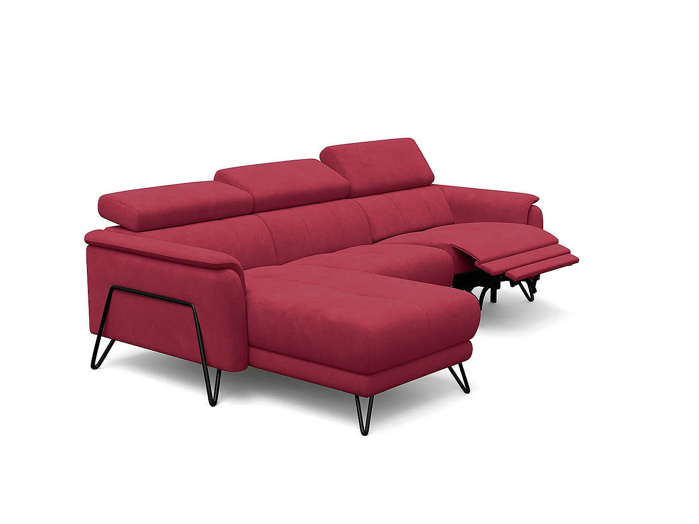 Ecksofa 4-Sitzer mit Relax RODEN, rostrot Veloursstoff