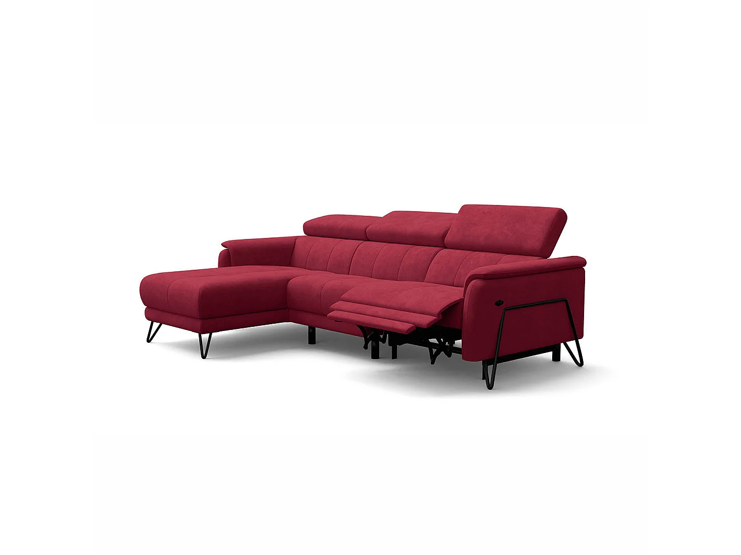 Ecksofa 4-Sitzer mit Relax RODEN, rostrot Veloursstoff