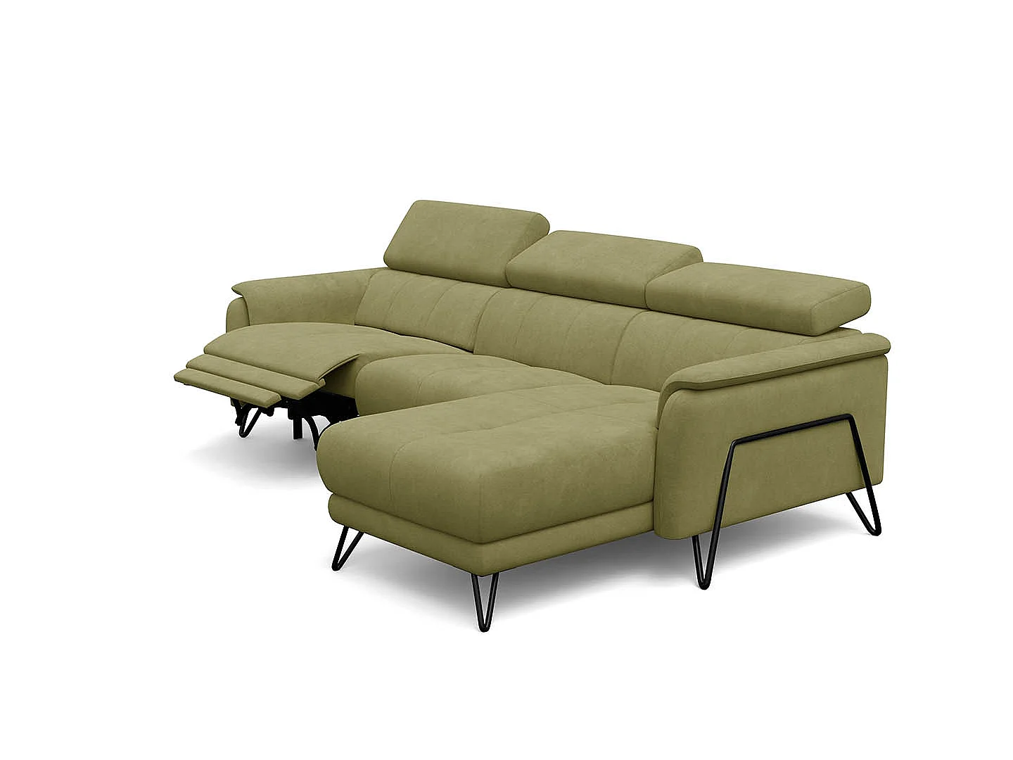 Ecksofa 4-Sitzer mit Relax RODEN, olive Veloursstoff