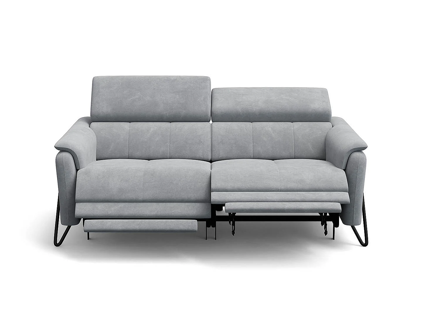 CANAPÉ RODEN 3 places avec 2 Relax, tissu velours gris clair