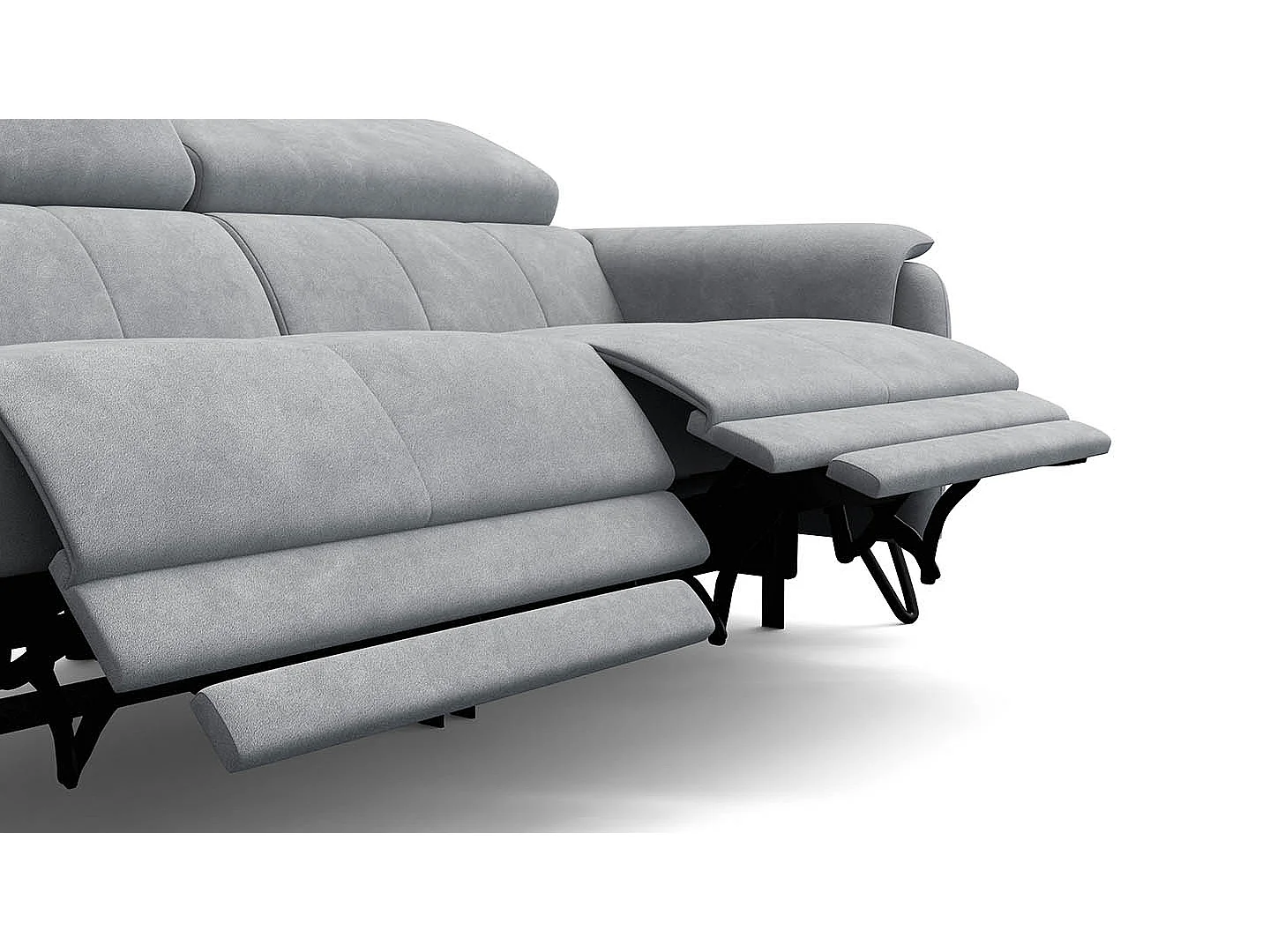 CANAPÉ RODEN 3 places avec 2 Relax, tissu velours gris clair