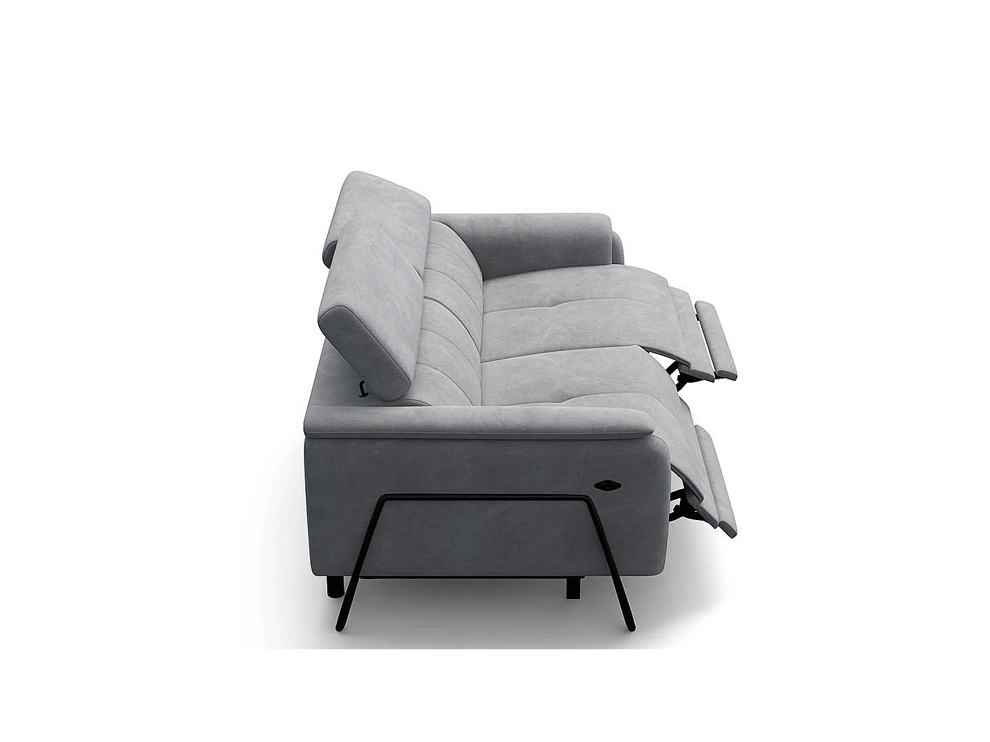 CANAPÉ RODEN 3 places avec 2 Relax, tissu velours gris clair