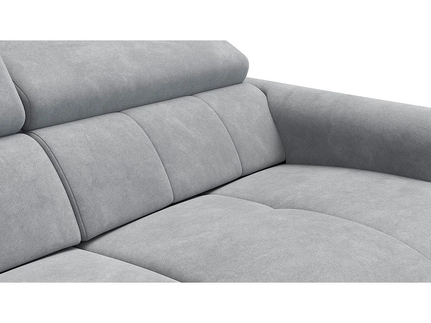 CANAPÉ RODEN 3 places avec 2 Relax, tissu velours gris clair