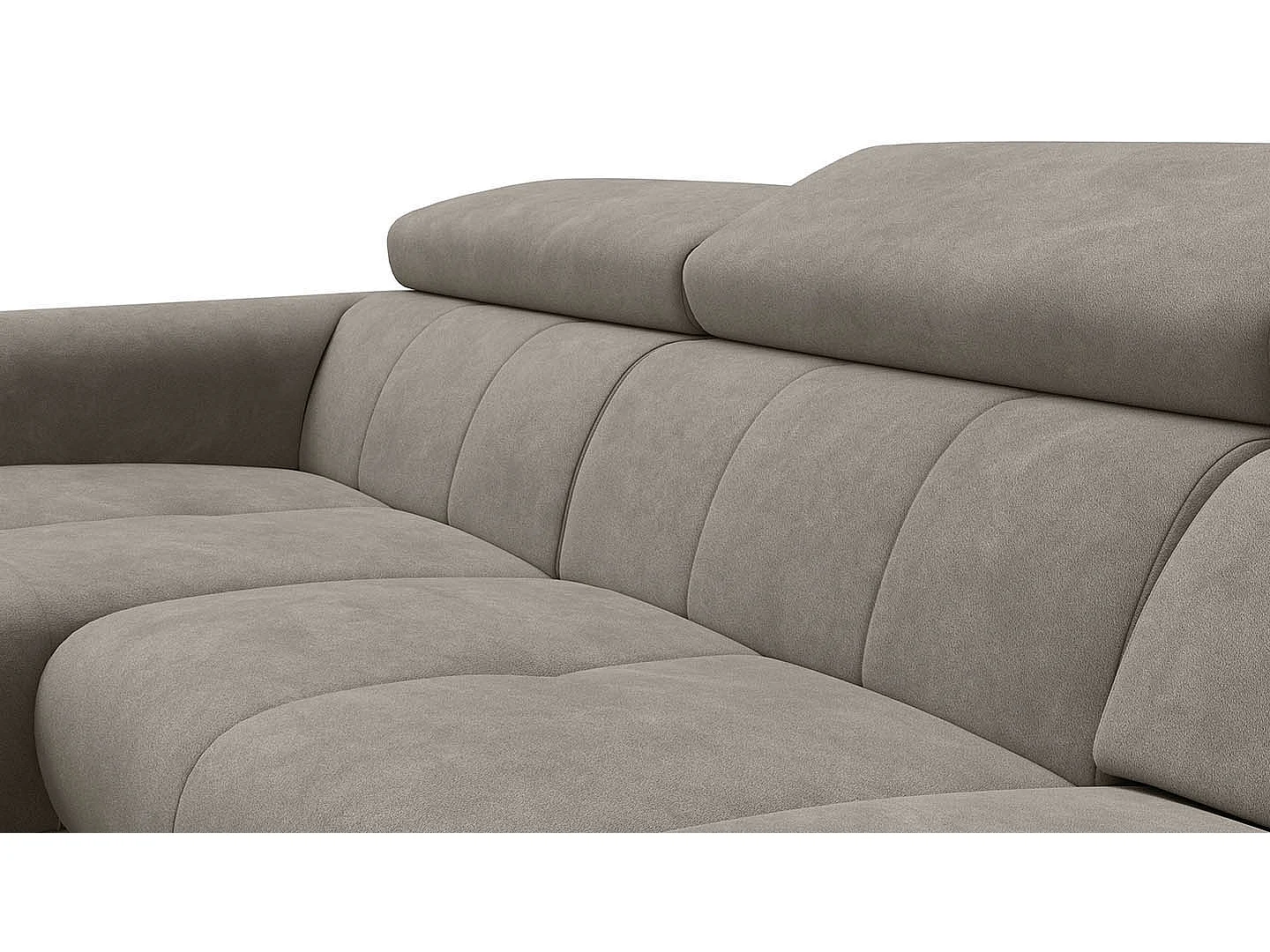 Ecksofa 4-Sitzer mit Relax RODEN, beige Veloursstoff