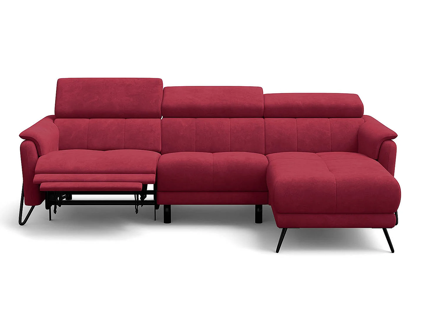 Ecksofa 4-Sitzer mit Relax RODEN, rostrot Veloursstoff