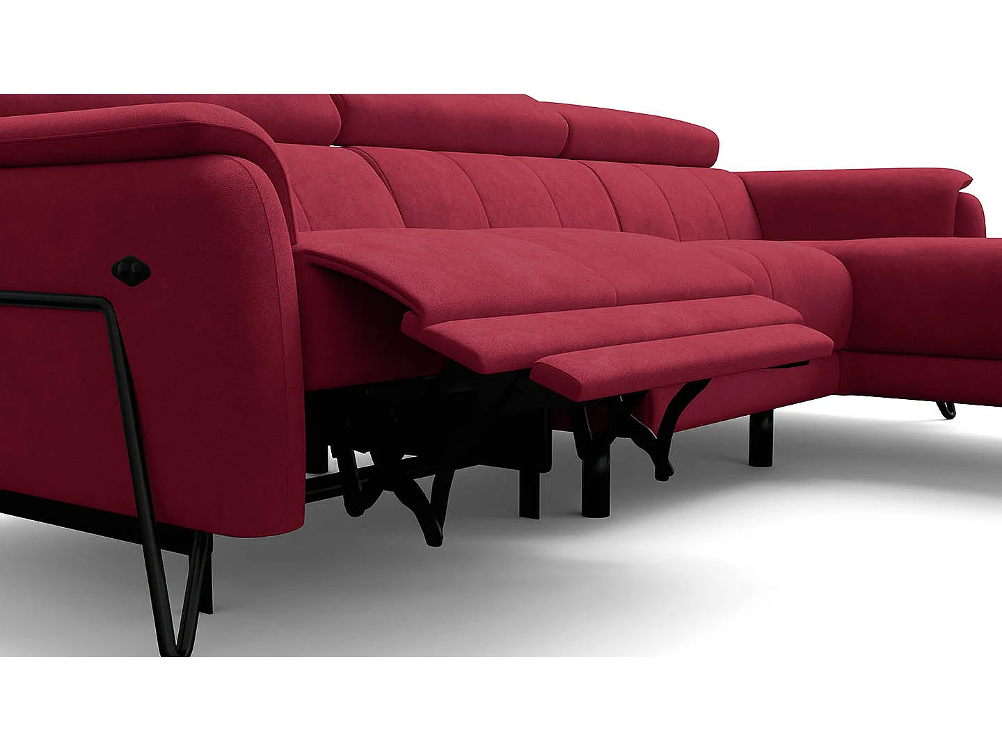 Ecksofa 4-Sitzer mit Relax RODEN, rostrot Veloursstoff