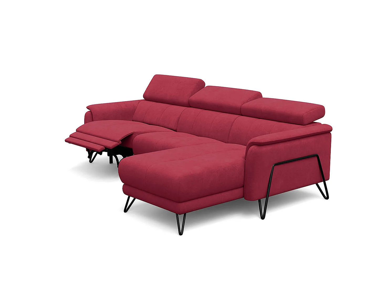 Ecksofa 4-Sitzer mit Relax RODEN, rostrot Veloursstoff