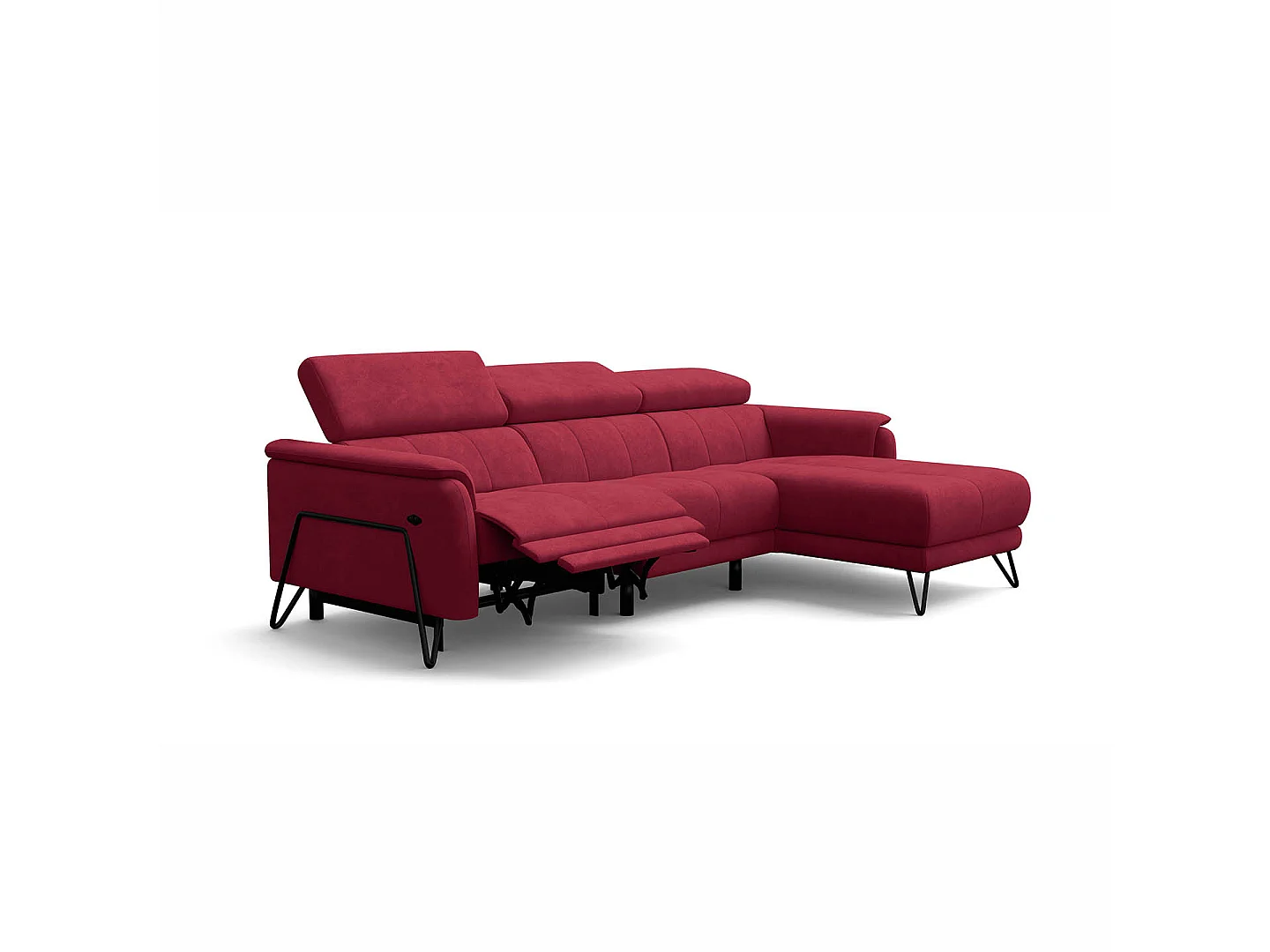 Ecksofa 4-Sitzer mit Relax RODEN, rostrot Veloursstoff