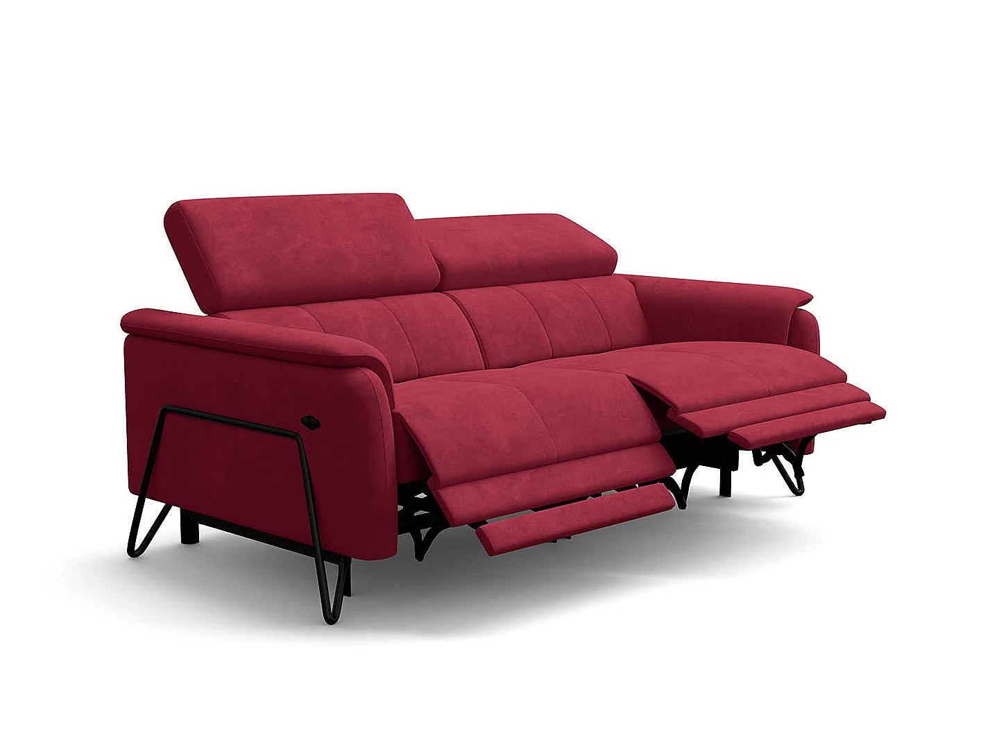 Relaxsofa 3-Sitzer RODEN, mit 2 Relax, rostrot Veloursstoff