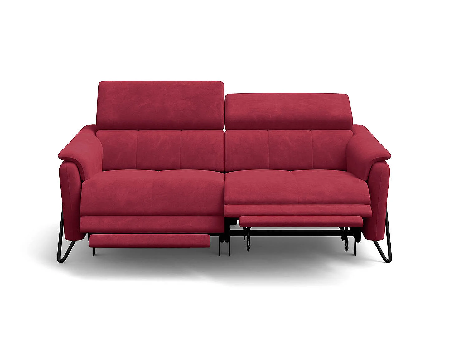 Relaxsofa 3-Sitzer RODEN, mit 2 Relax, rostrot Veloursstoff