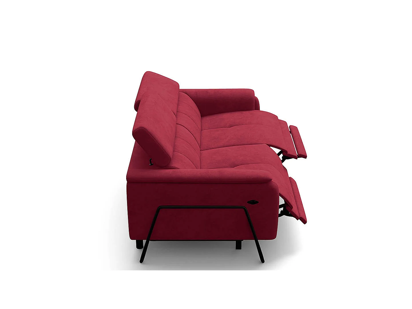 Relaxsofa 3-Sitzer RODEN, mit 2 Relax, rostrot Veloursstoff