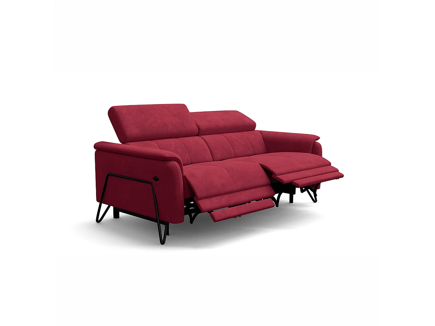 Relaxsofa 3-Sitzer RODEN, mit 2 Relax, rostrot Veloursstoff
