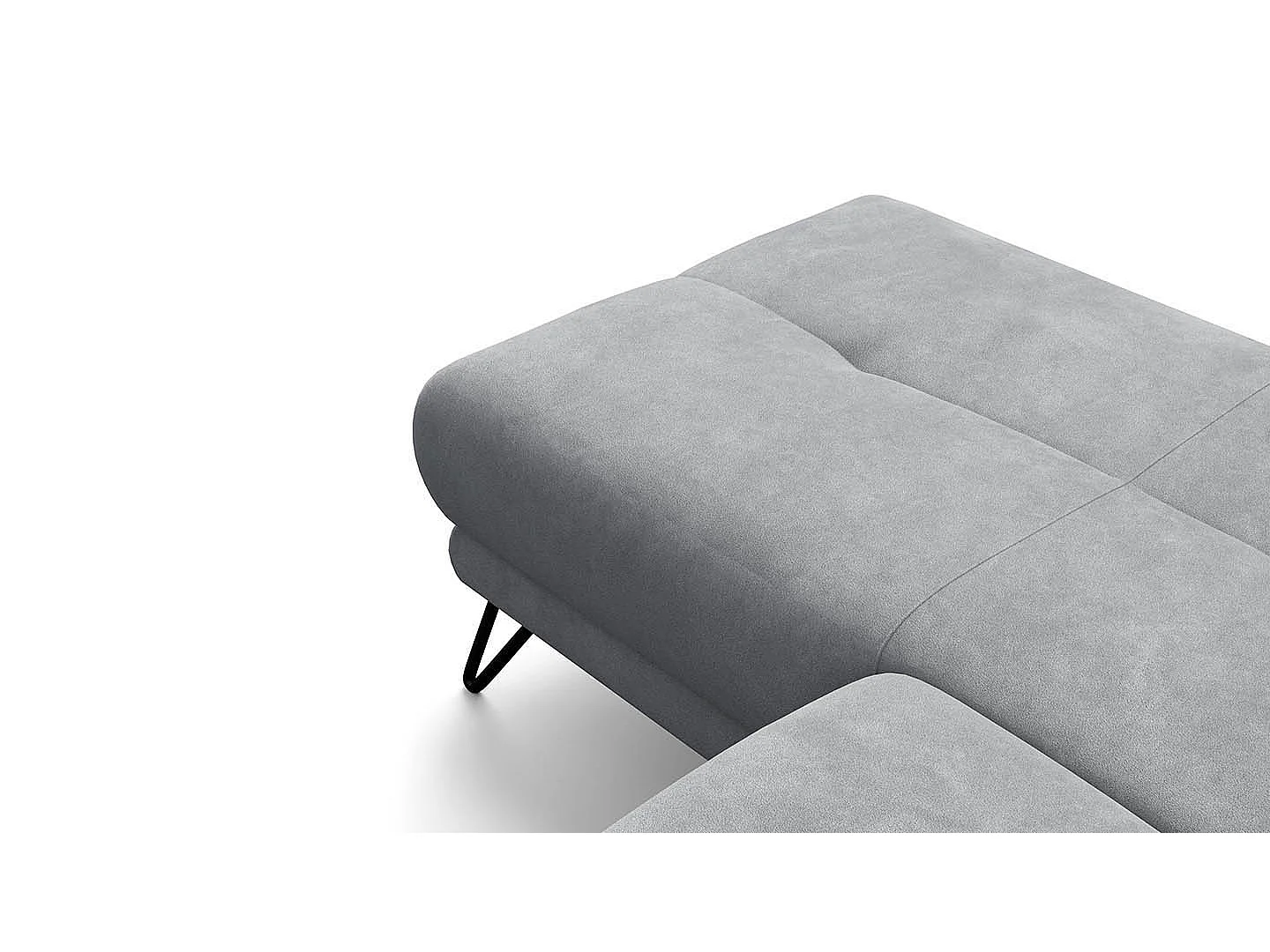 CANAPÉ D'ANGLE RODEN 4 places avec Relax, tissu velours gris clair