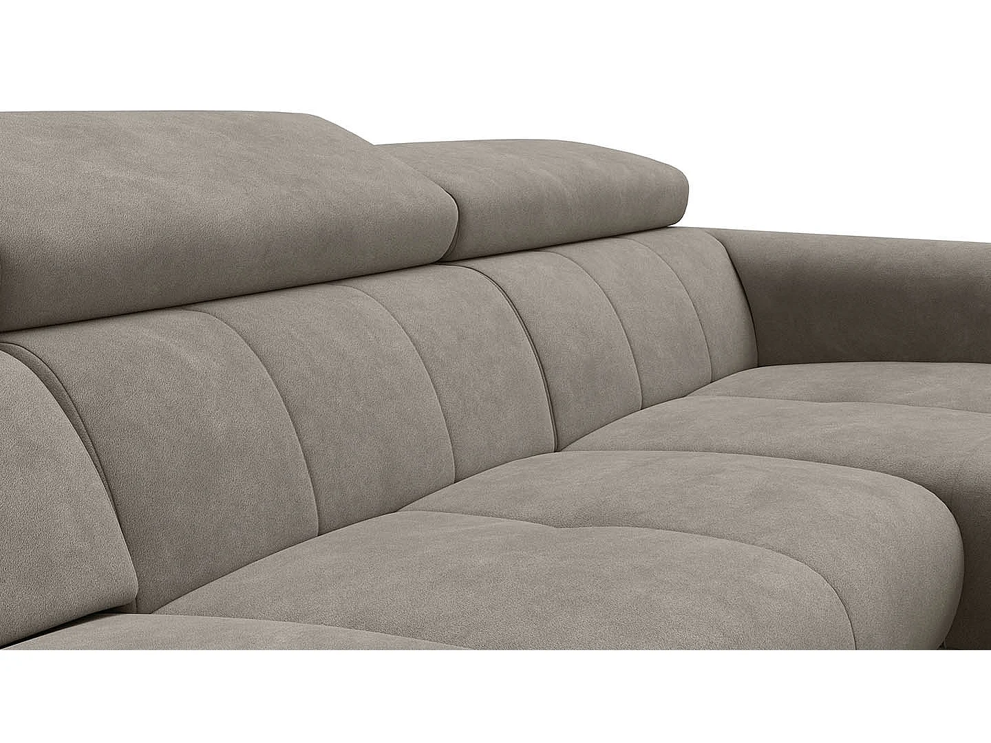 Ecksofa 4-Sitzer mit Relax RODEN, beige Veloursstoff