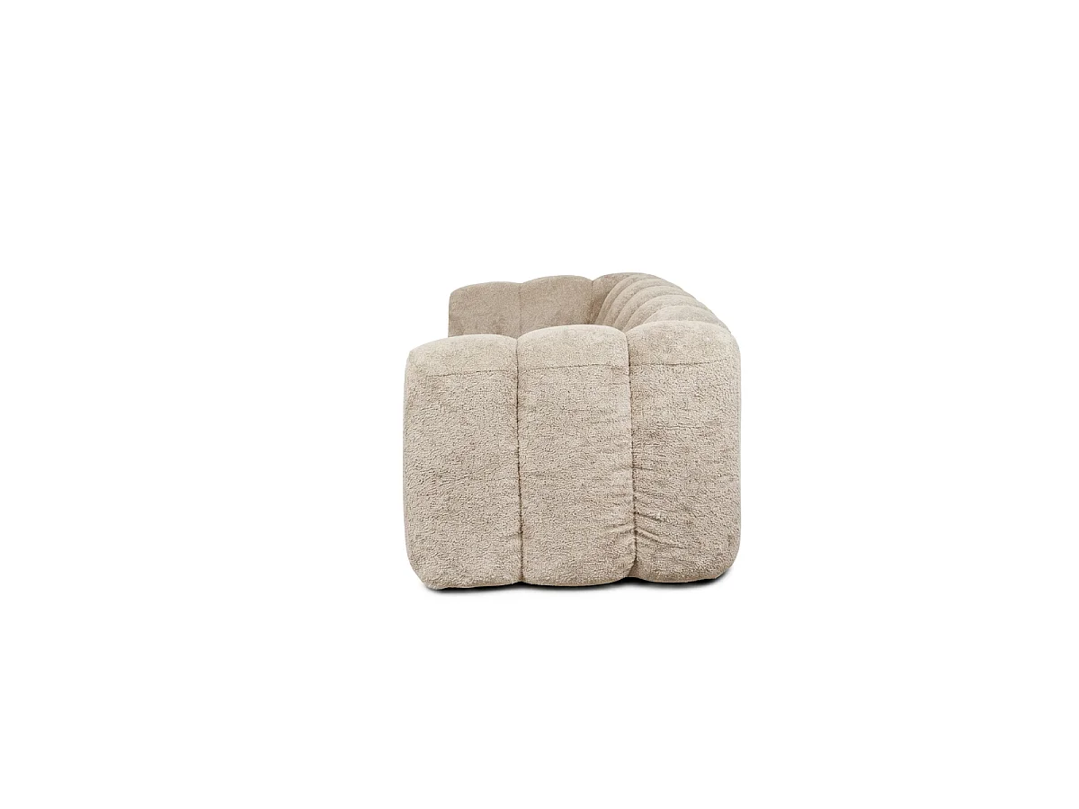 EZRA 3-Seater Compressed Sofa in Beige Bouclé Fabric L214 cm - Soft and Cozy Touch, Reinforced Comfort
