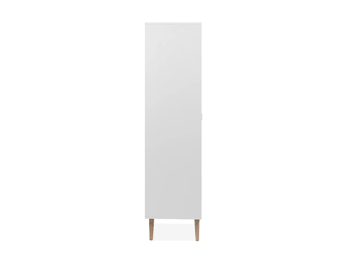 Sideboard mit 2 Türen, 2 Nischen, 1 Schublade, Dekor in Weiß und Eiche, H155 cm - KLINT