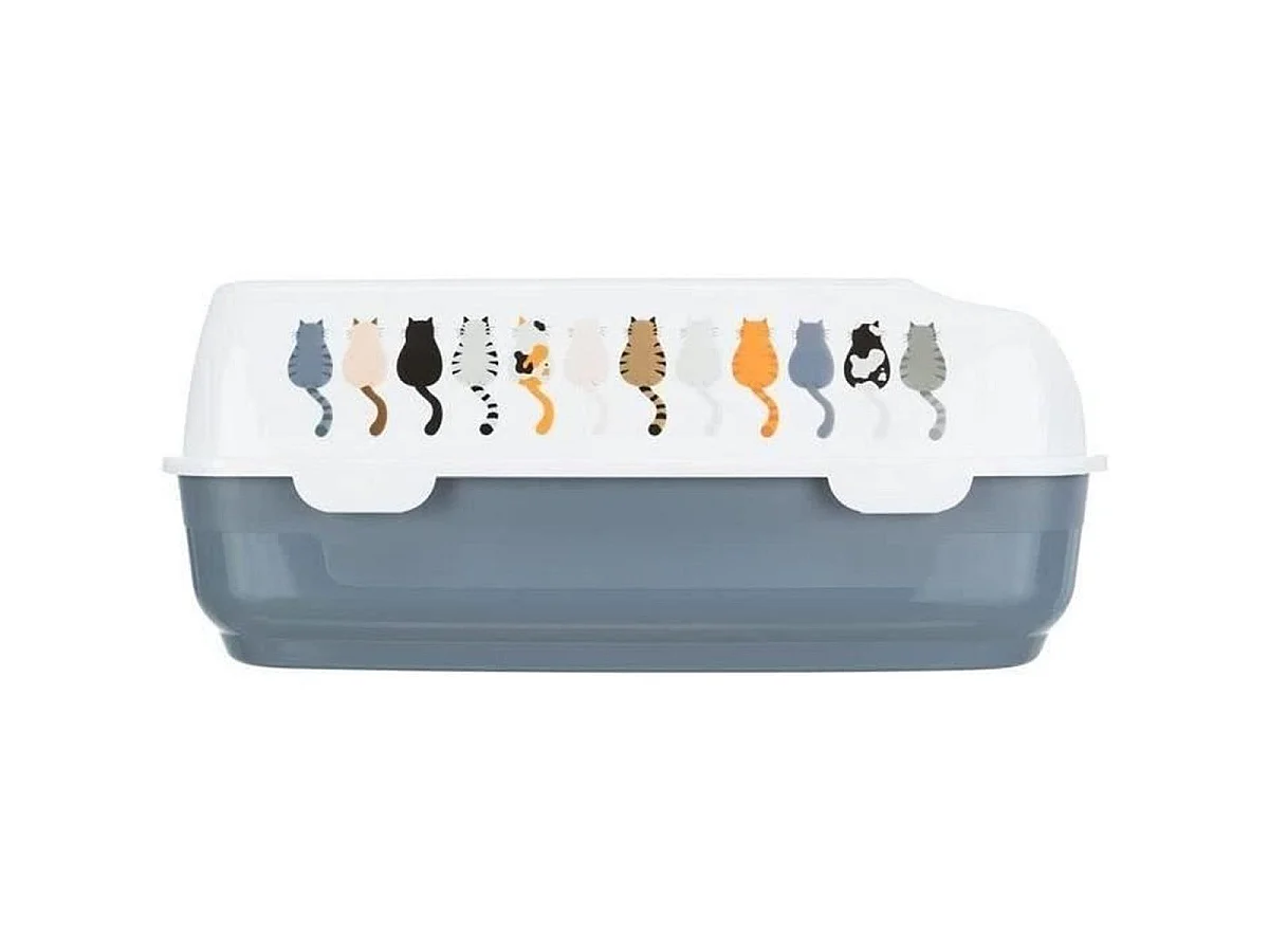 Trixie Delio Open Kattenbak met Hoge Rand, 38 × 20 × 50 cm, Grijs/Wit