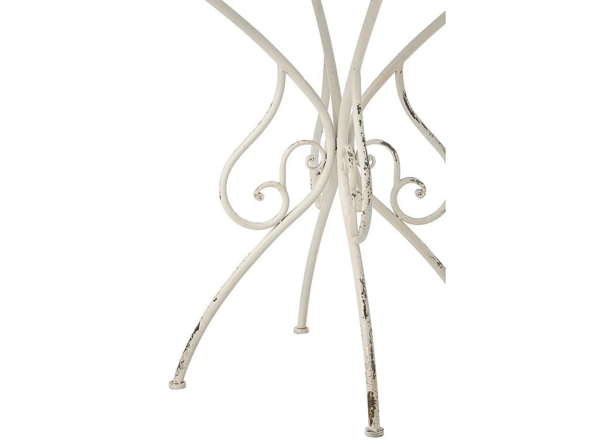 Table de Jardin en Métal "Fabien" 76cm Blanc Cassé
