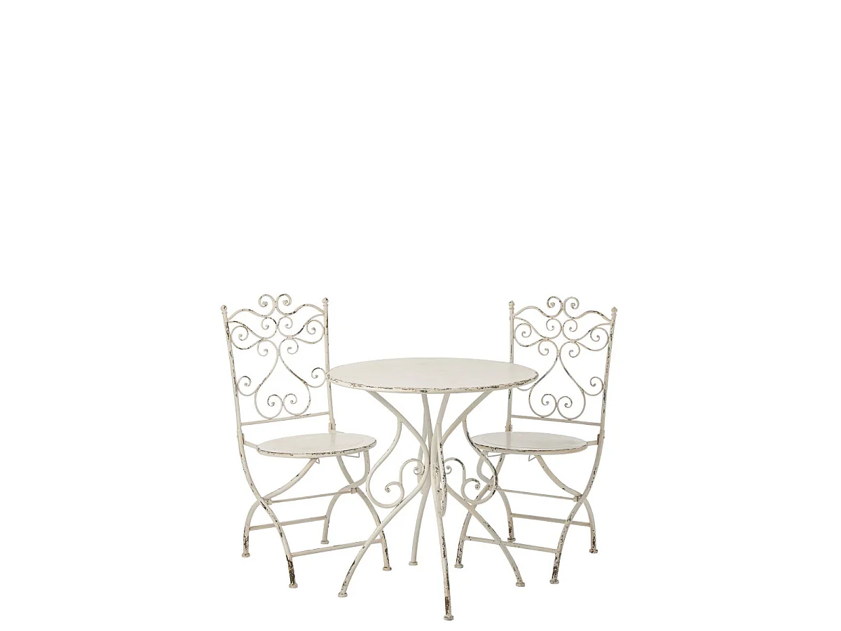 Table de Jardin en Métal "Fabien" 76cm Blanc Cassé