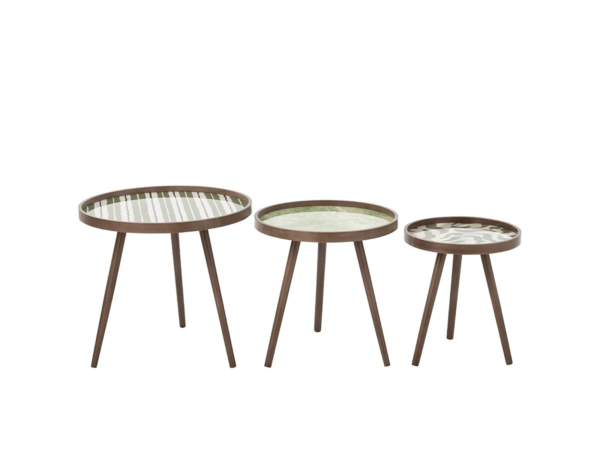 Lot de 3 Tables Basses Gigognes "Yann" 60cm Vert Olive