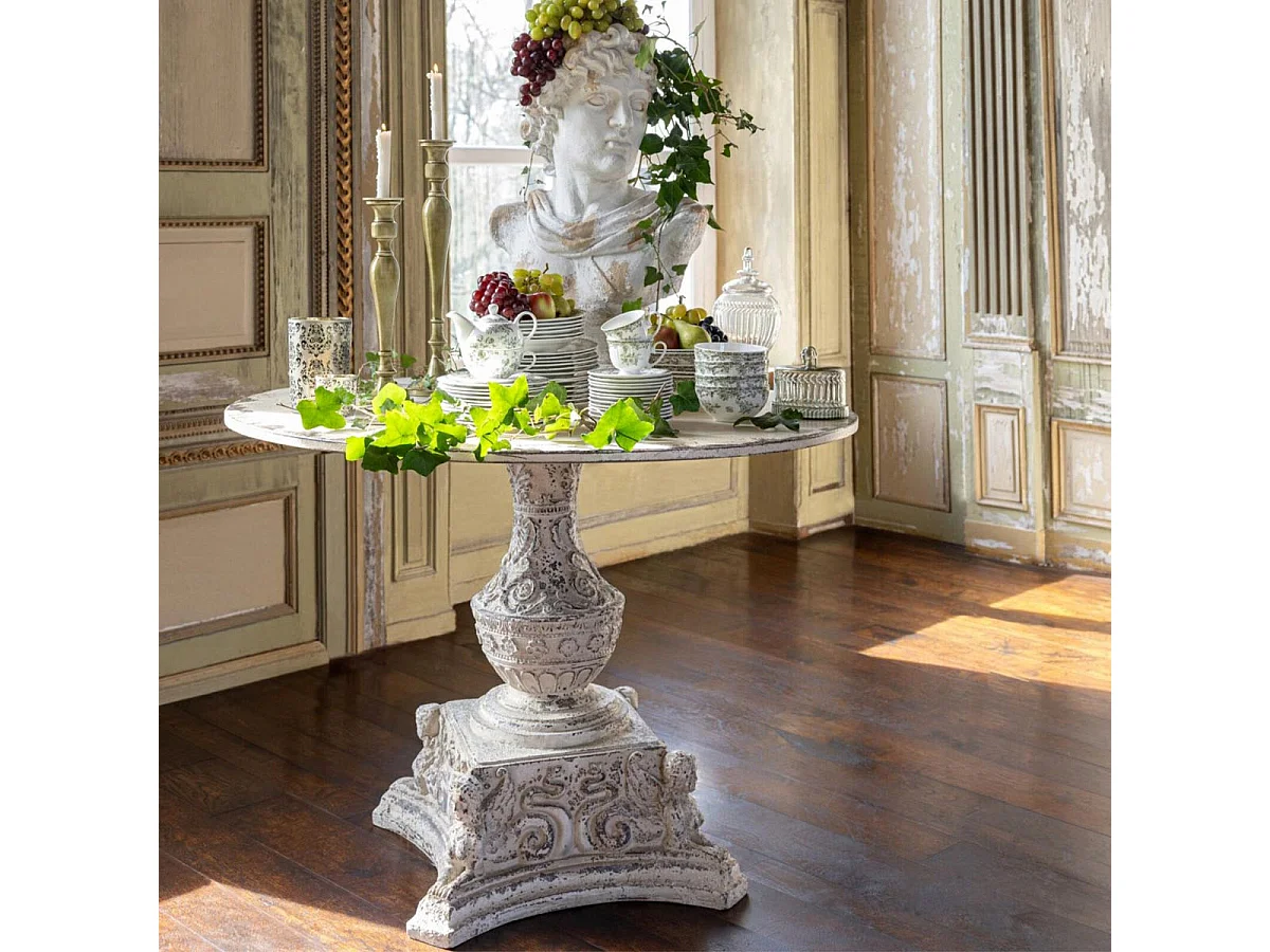 Table de Jardin Ronde "Naïs" 123cm Blanc Cassé