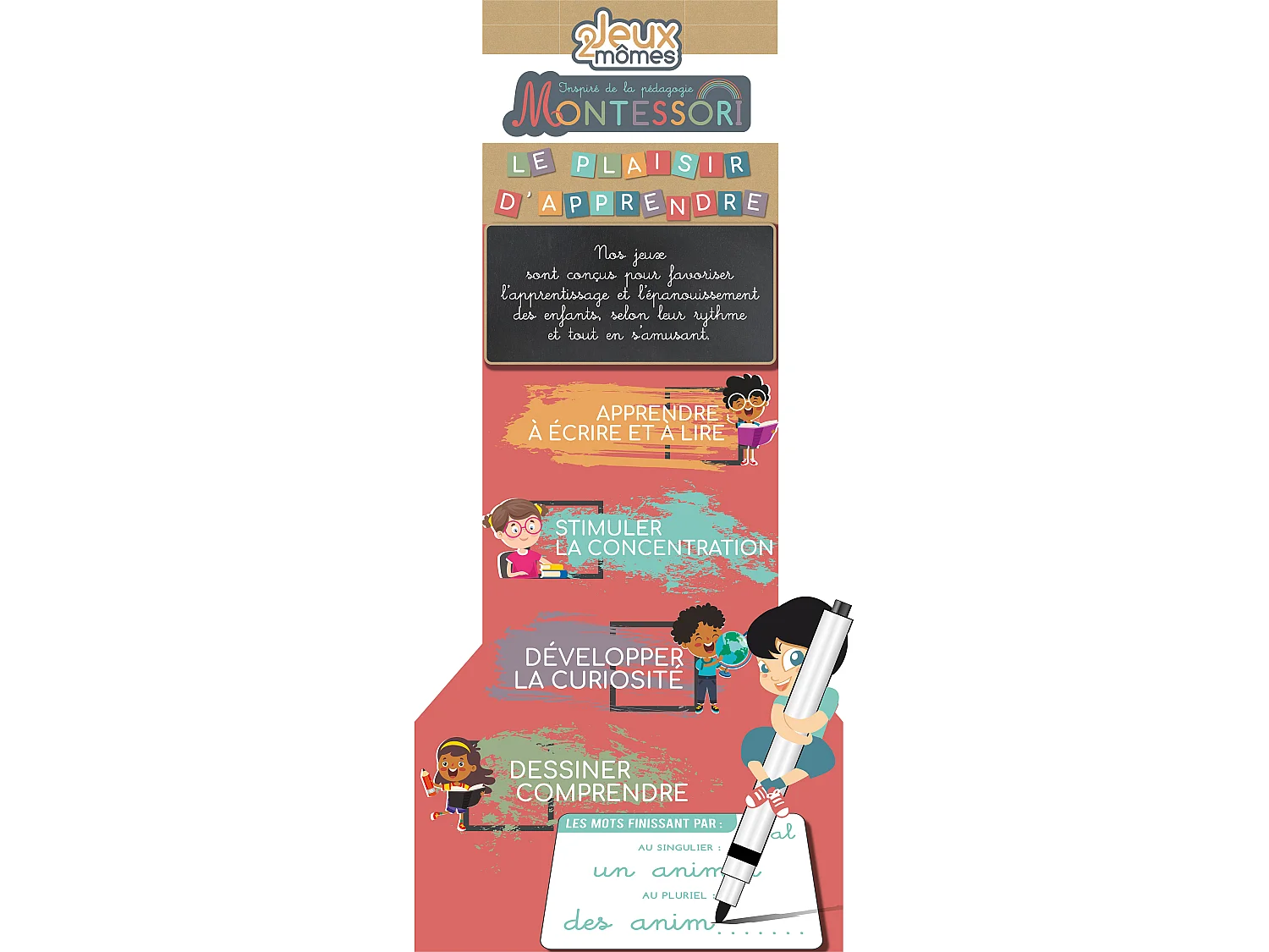 Jeu éducatif en bois avec boutons d'habileté pour enfants de 3 ans et plus