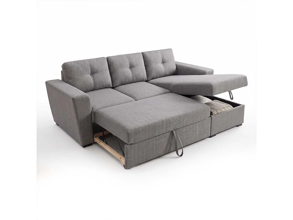 Oregon Universal L shaped No Spill Fabric Corner Sofa Bed Grey