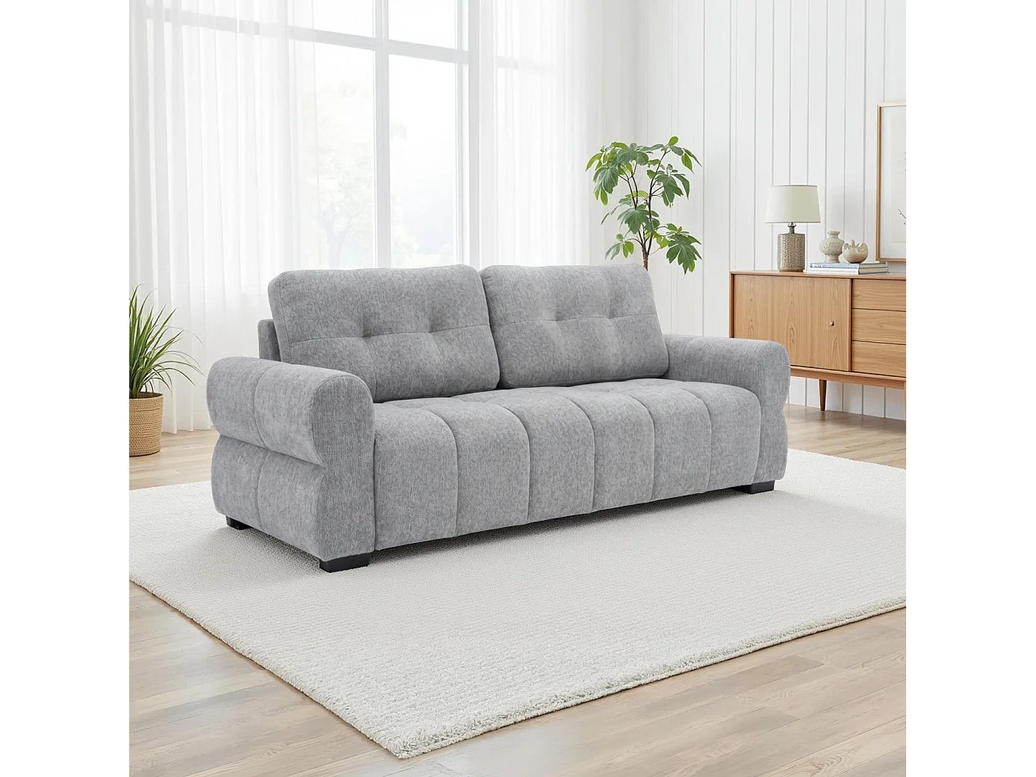 Sandford Grey 3 2 Sofa Suite Fabric Set Rolled Arms
