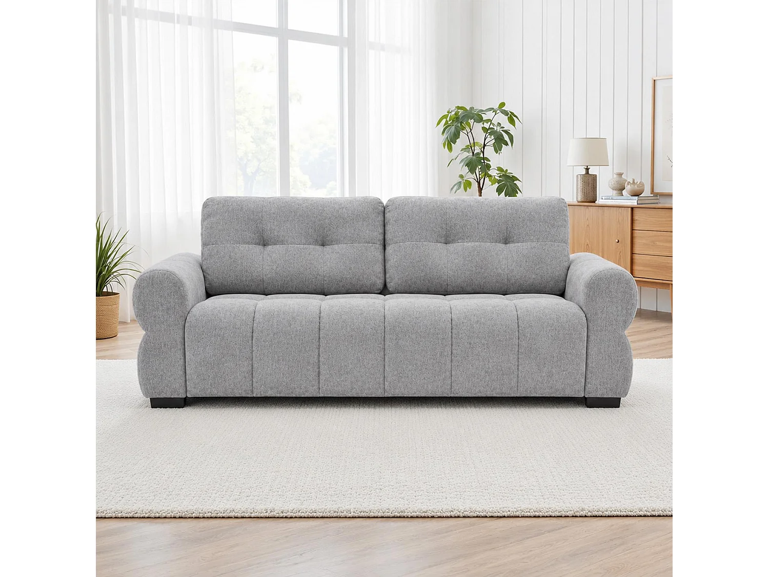 Sandford Grey 3 2 Sofa Suite Fabric Set Rolled Arms