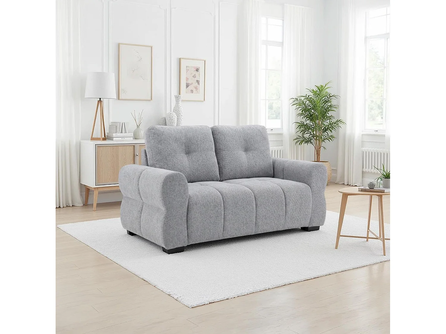 Sandford Grey 3 2 Sofa Suite Fabric Set Rolled Arms