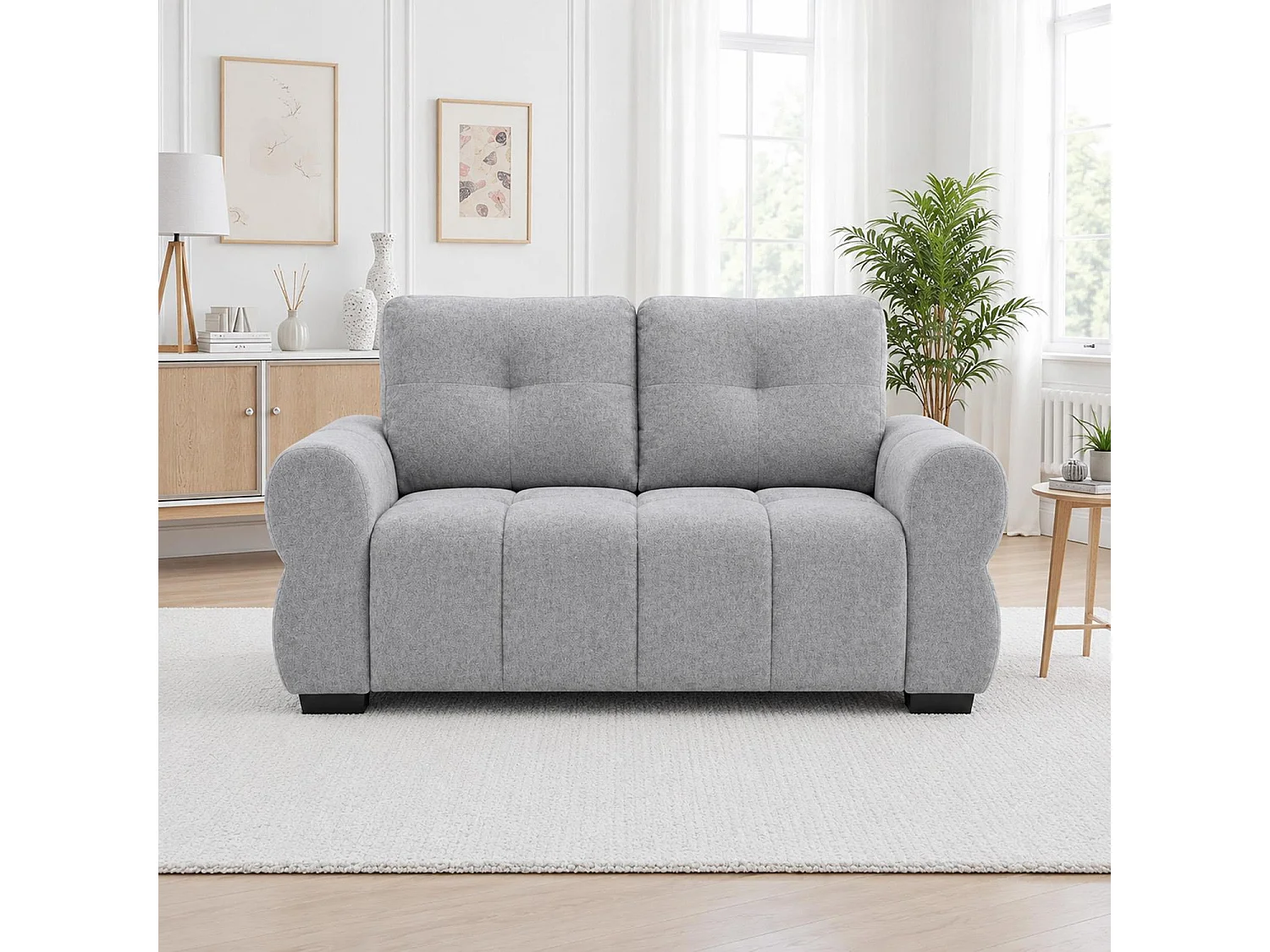 Sandford Grey 3 2 Sofa Suite Fabric Set Rolled Arms