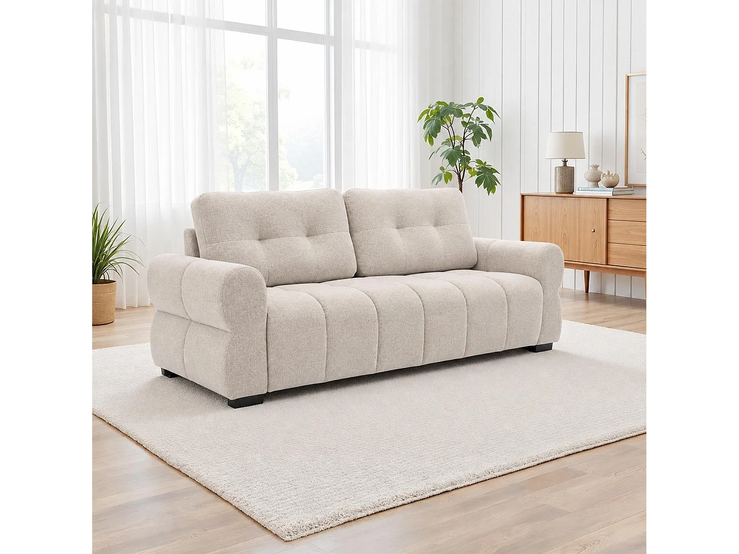 Sandford Beige 3 2 Sofa Suite Fabric Set Rolled Arms