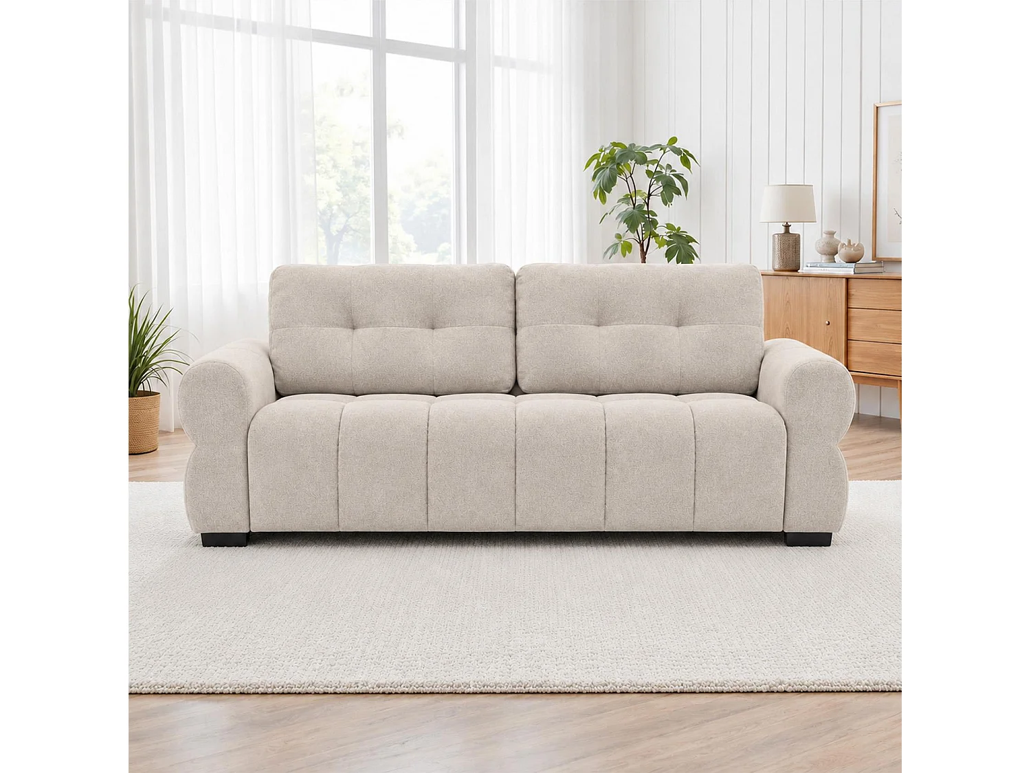 Sandford Beige 3 2 Sofa Suite Fabric Set Rolled Arms