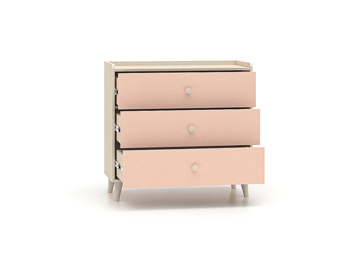 Alycia beige en roze ladekast met 3 lades