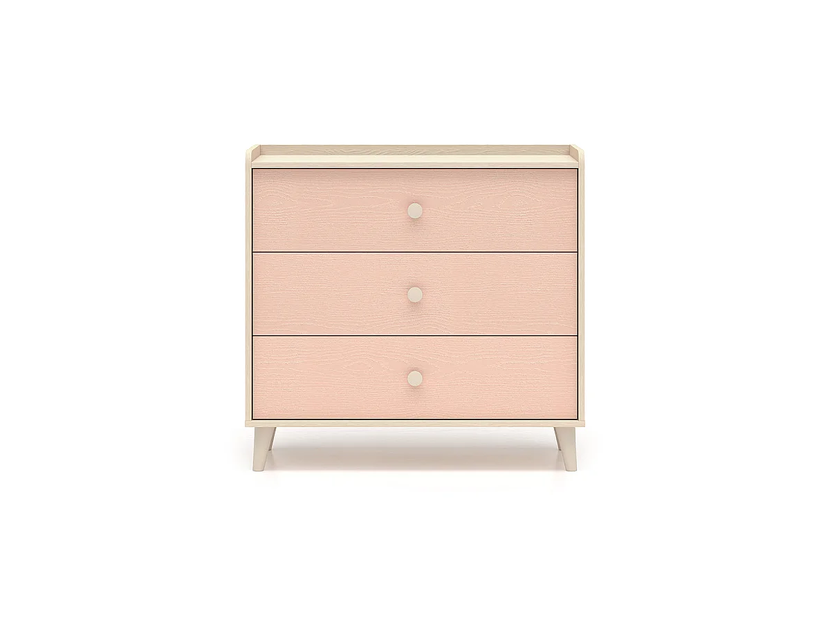Alycia beige en roze ladekast met 3 lades