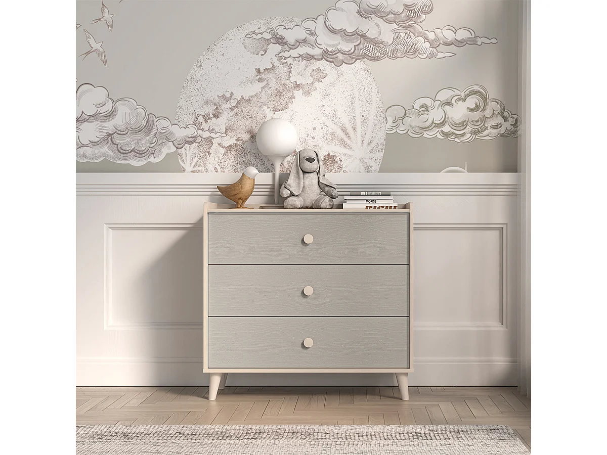 Commode met 3 laden Alycia beige en grijs