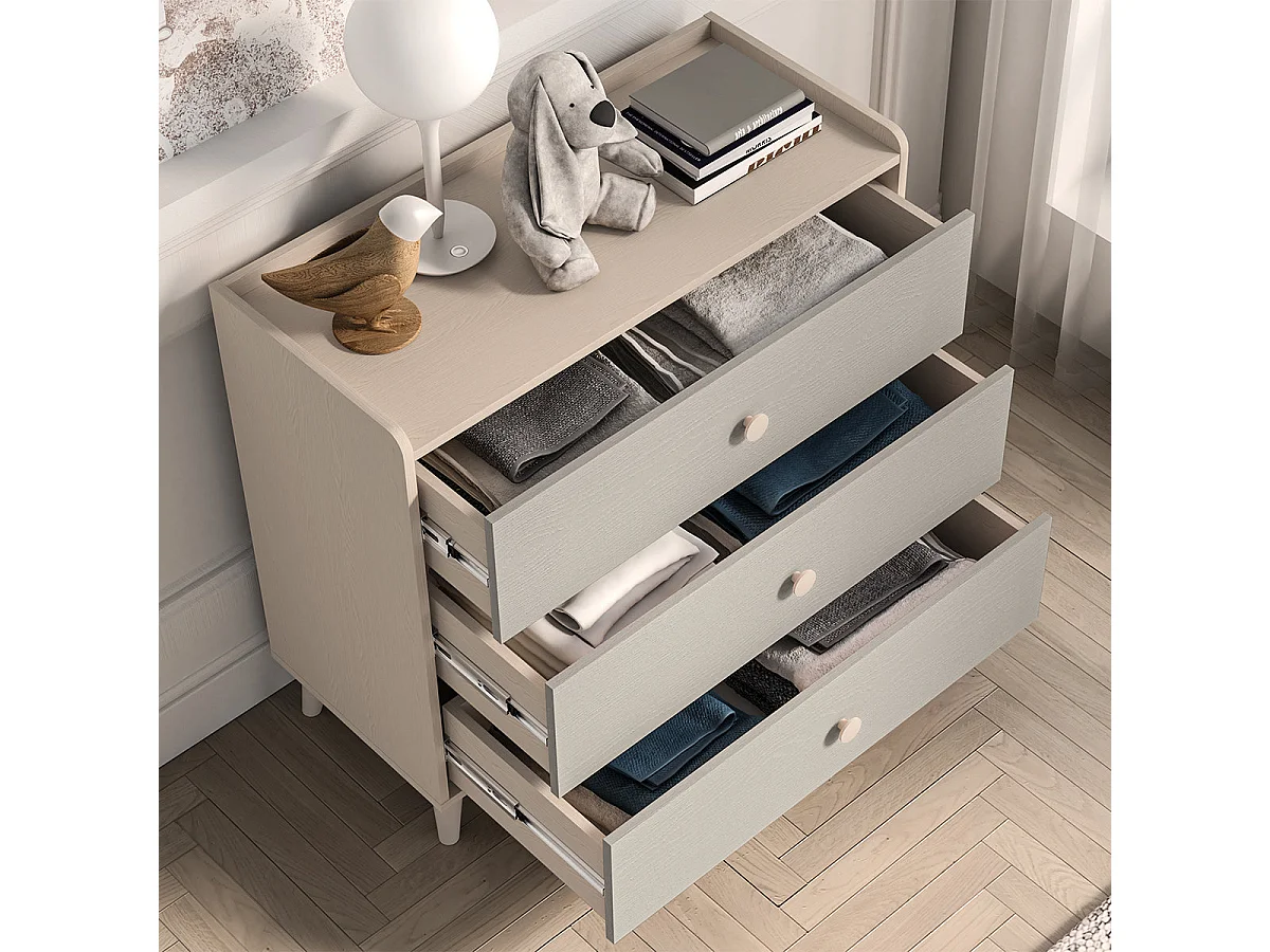 Commode met 3 laden Alycia beige en grijs