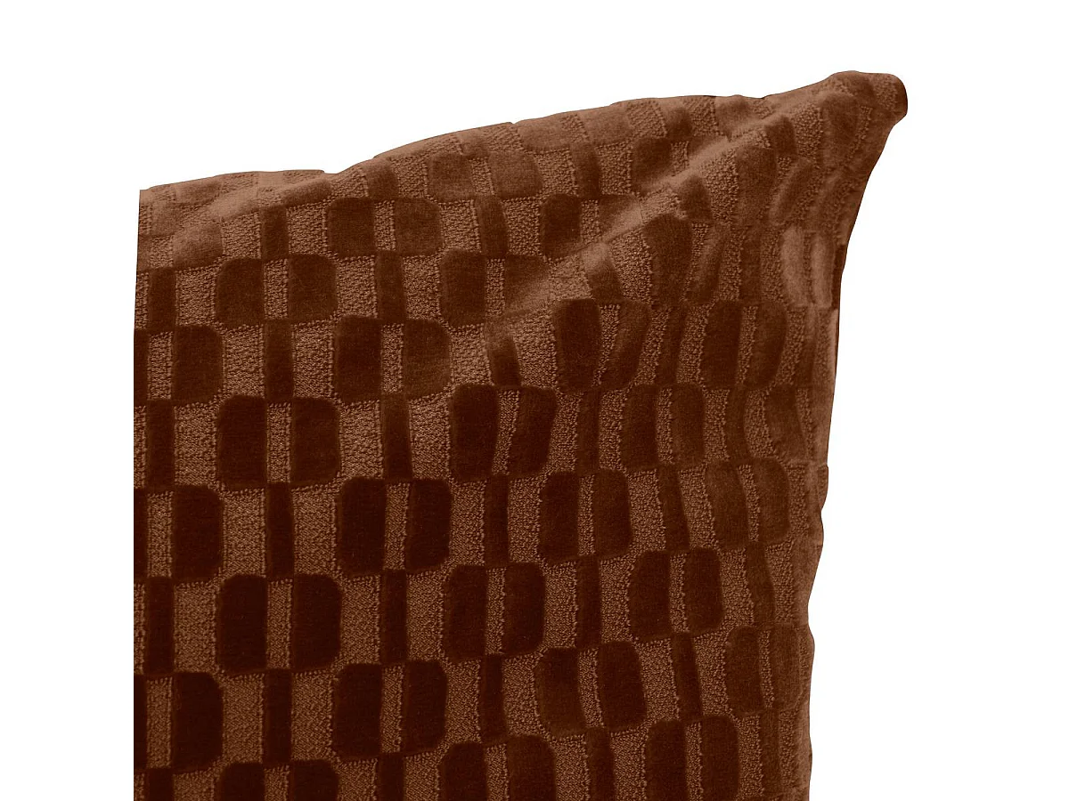 Coussin Déco en Velours "Selia" 40x40cm Marron Tonka