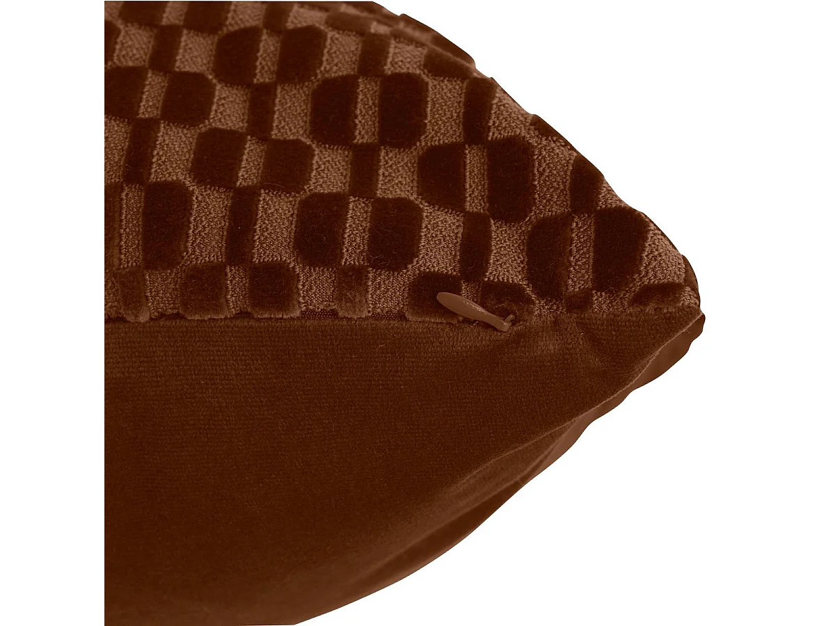 Coussin Déco en Velours "Selia" 40x40cm Marron Tonka