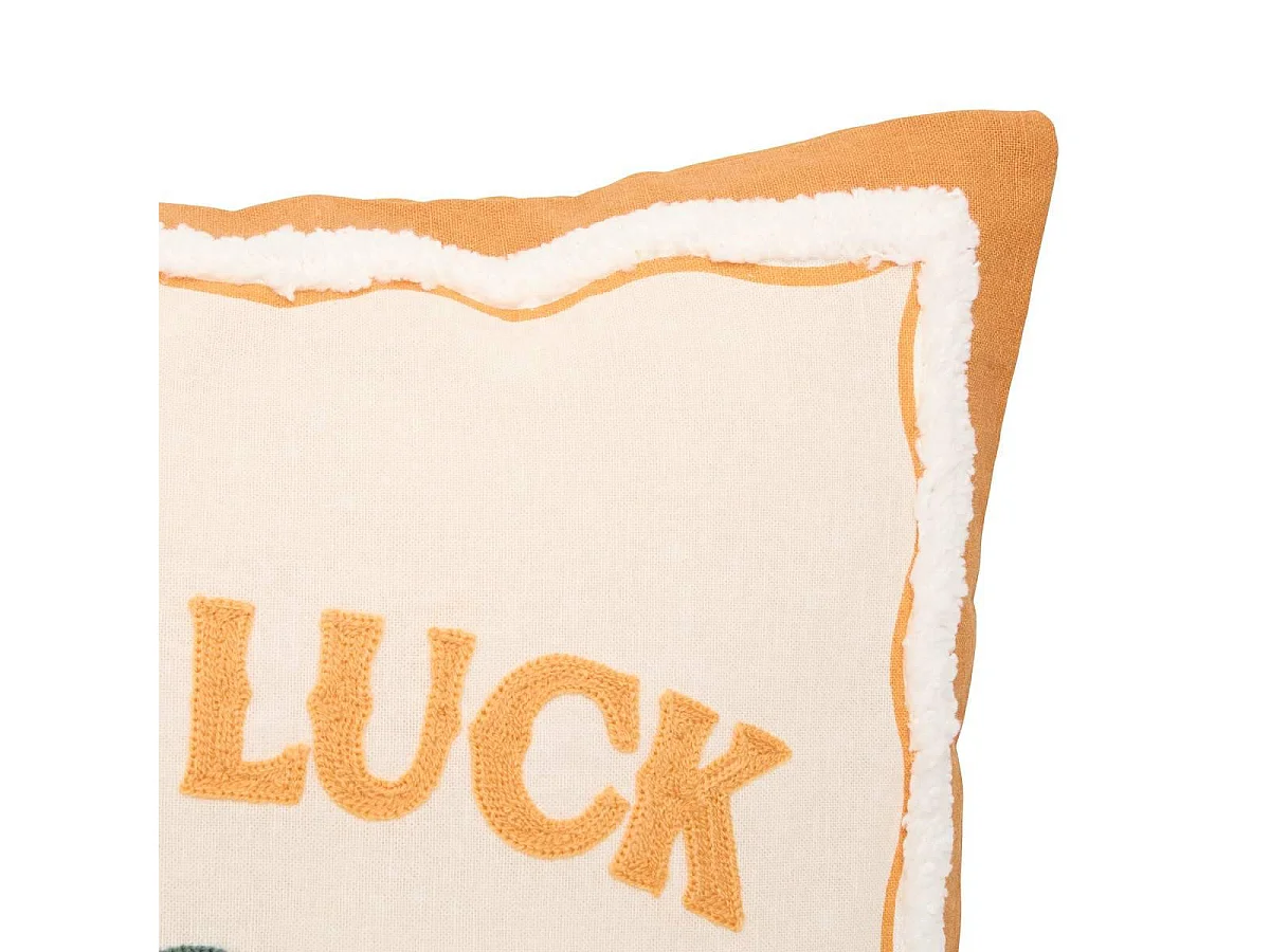 Coussin Déco Brodé "Bichette" 40x40cm Ocre