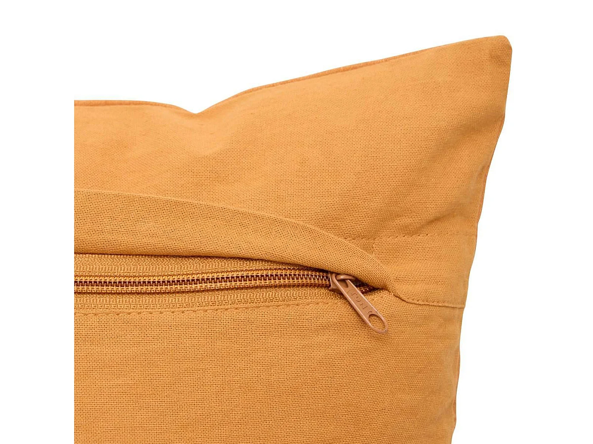 Coussin Déco Brodé "Bichette" 40x40cm Ocre