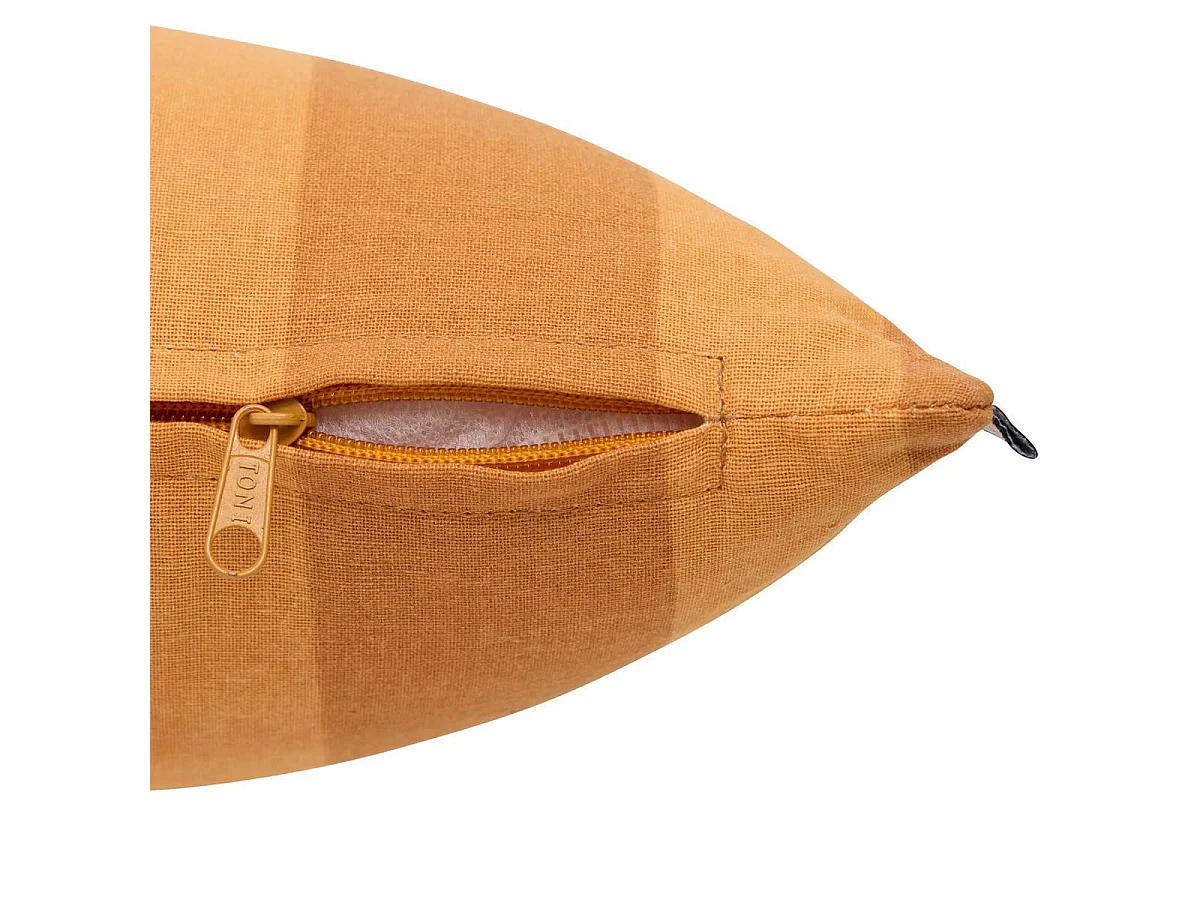 Coussin Rayé Brodé "Bichette" 30x50cm Ocre