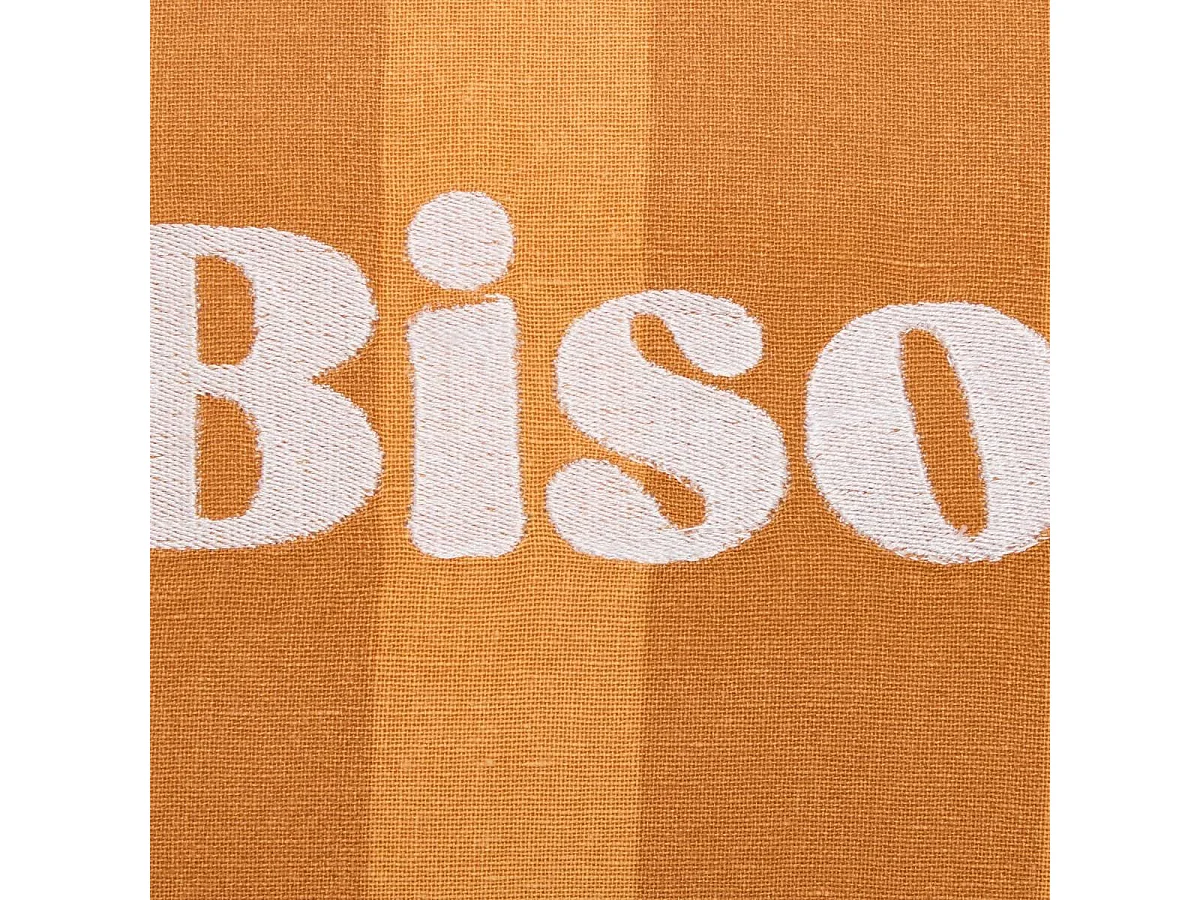 Coussin Rayé Brodé "Bichette" 30x50cm Ocre