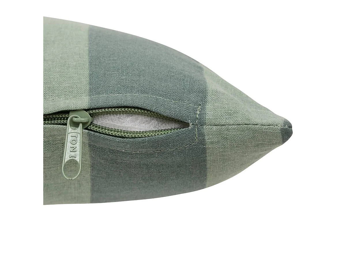 Coussin Rayé Brodé "Bichette" 30x50cm Vert Céladon