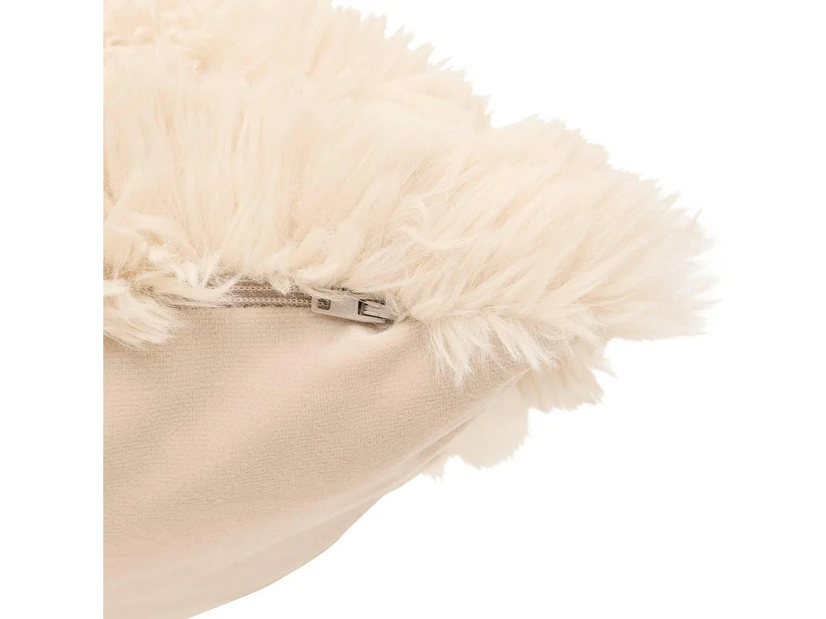 Coussin Imitation Fourrure "Duvia" 40x40cm Beige Lin